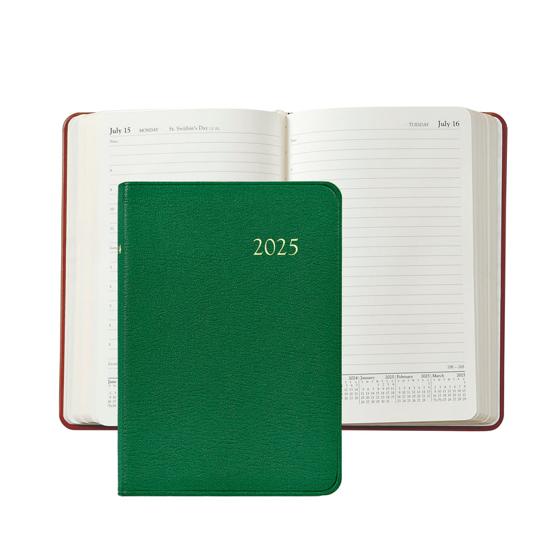 2025 Appointment Diary Kelly Green Goatskin Leather