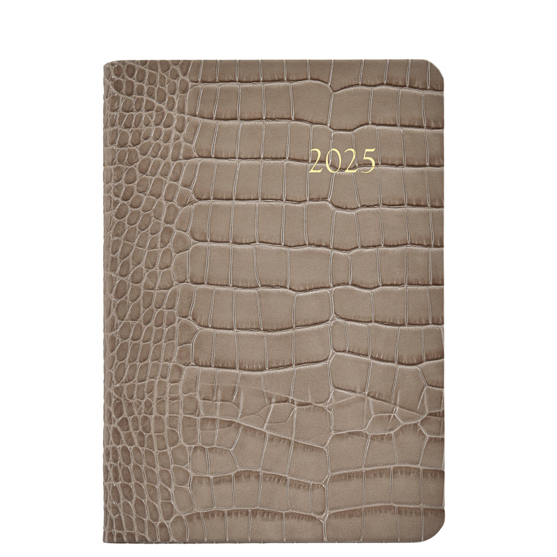 2025 Appointment Dairy Crocodile Embossed  Stone Leather