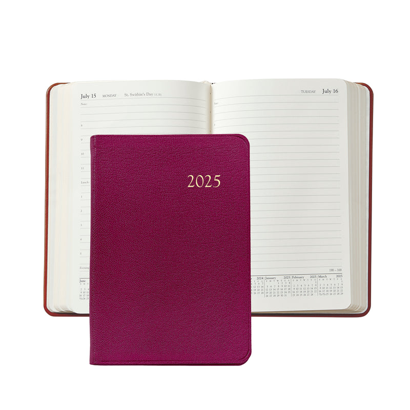 2025 Appointment Diary Azalea Pink Goatskin Leather