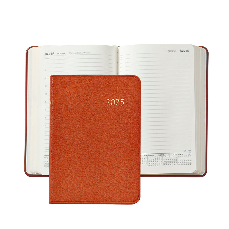 2025 Appointment Diary Orange Goatskin Leather