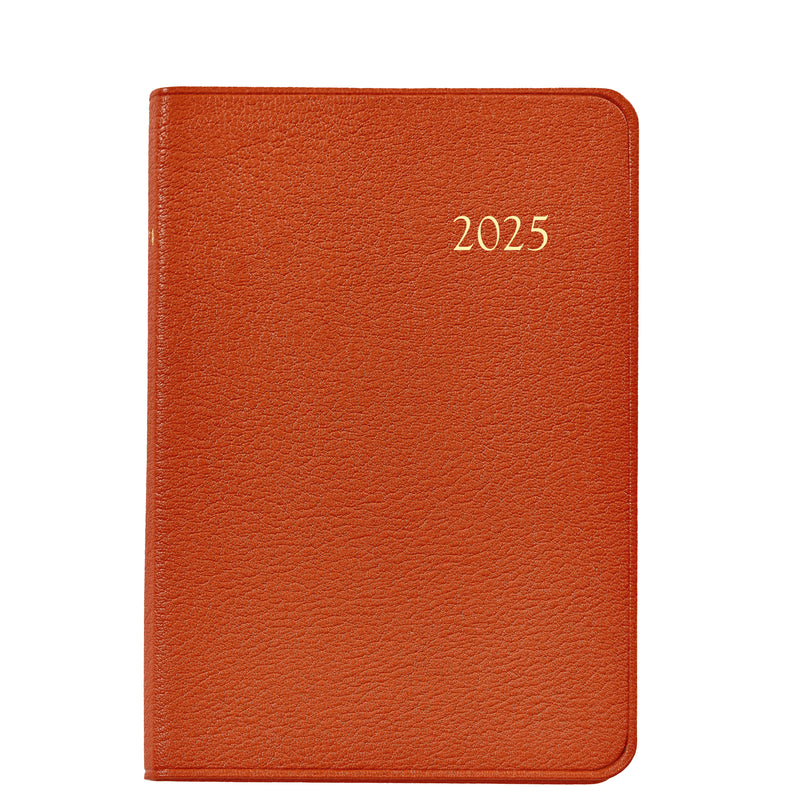 2025 Appointment Diary Orange Goatskin Leather