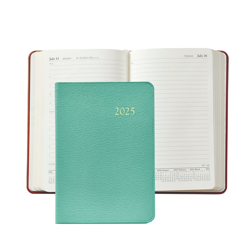 2025 Appointment Diary Robin's Egg Blue Goatskin Leather