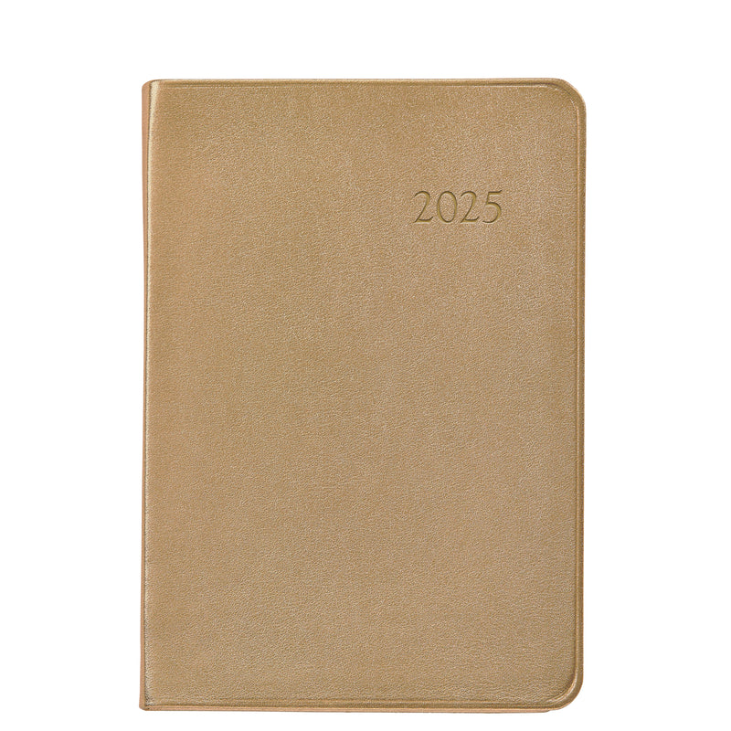 2025 Appointment Diary White Gold Goatskin Leather