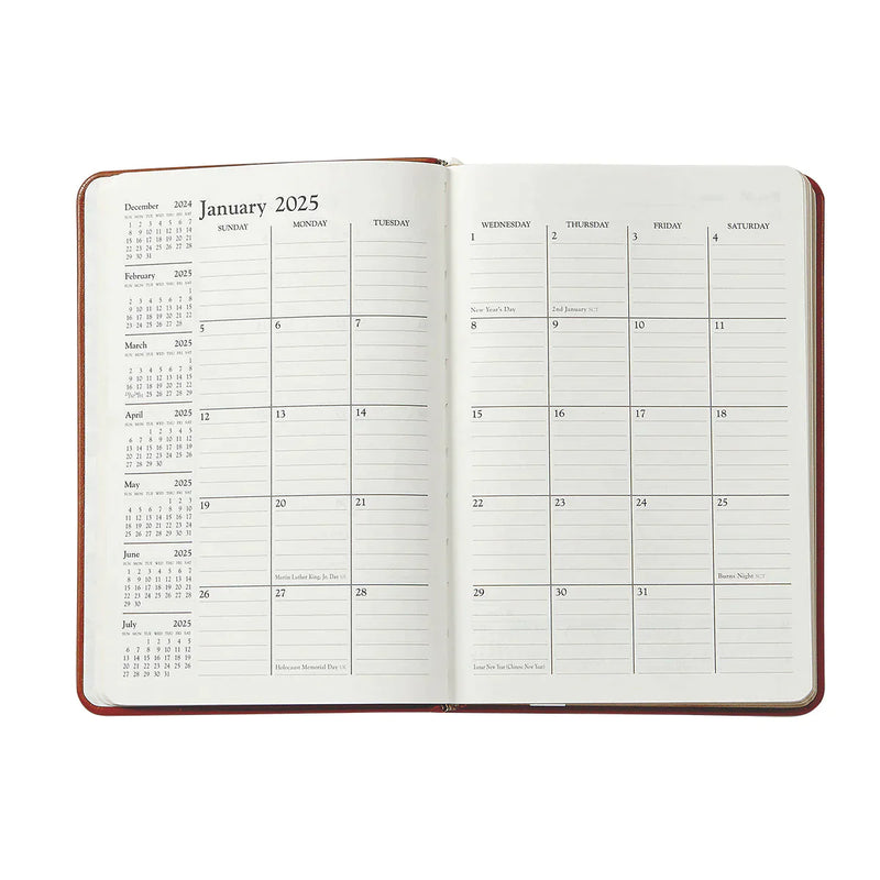 2025 Appointment Diary White Gold Goatskin Leather