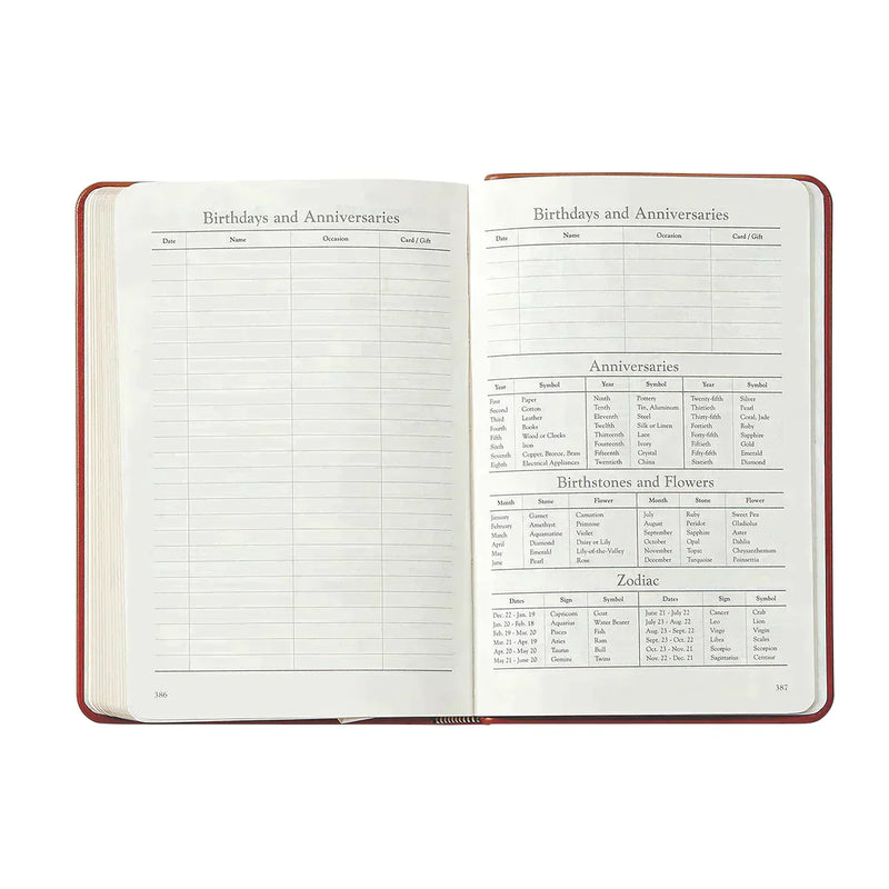 2025 Appointment Diary Red Traditional Leather