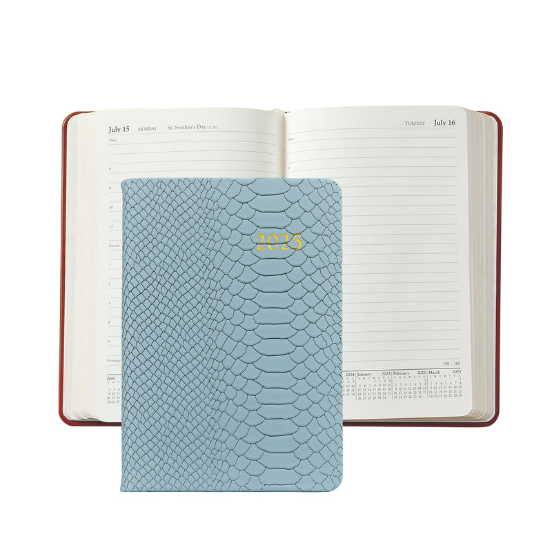 2025 Appointment Diary Hydrangea Blue Embossed Python