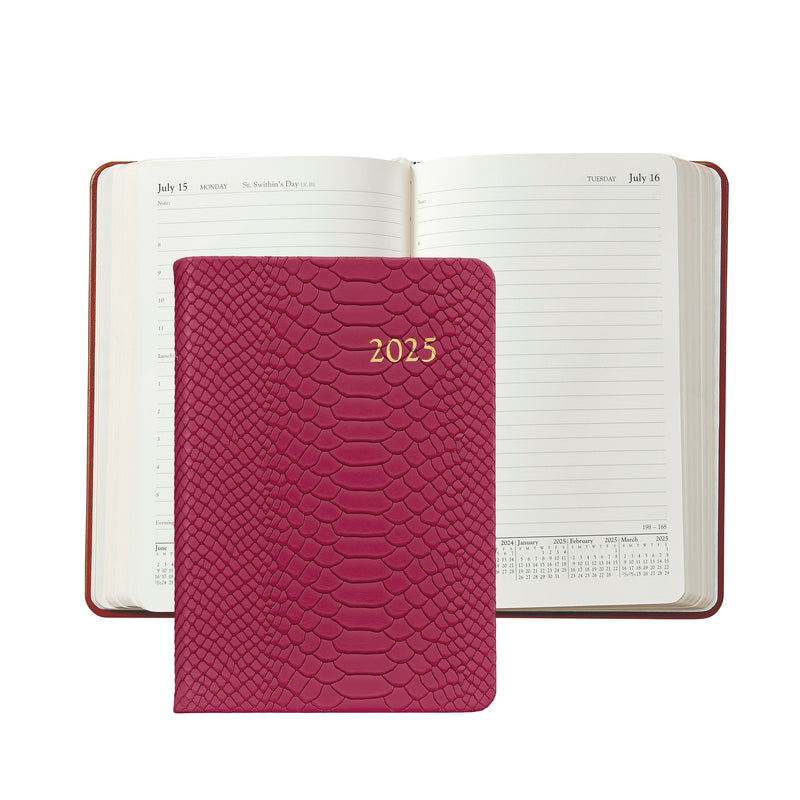 2025 Appointment Diary Peony Pink Embossed Python