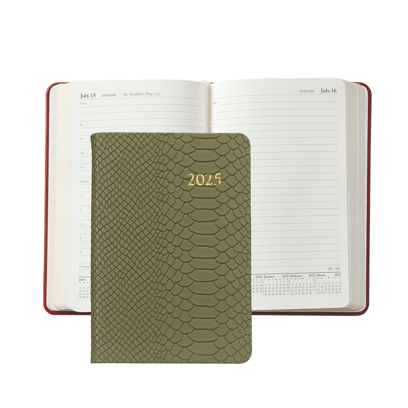 2025 Appointment Diary Sage Green Embossed Python