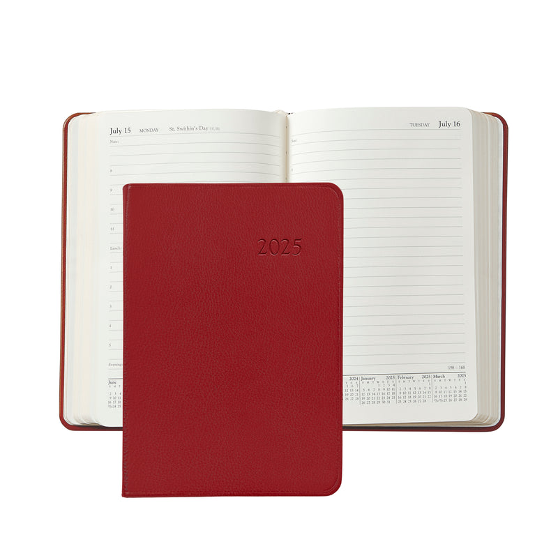 2025 Appointment Diary Red Traditional Leather