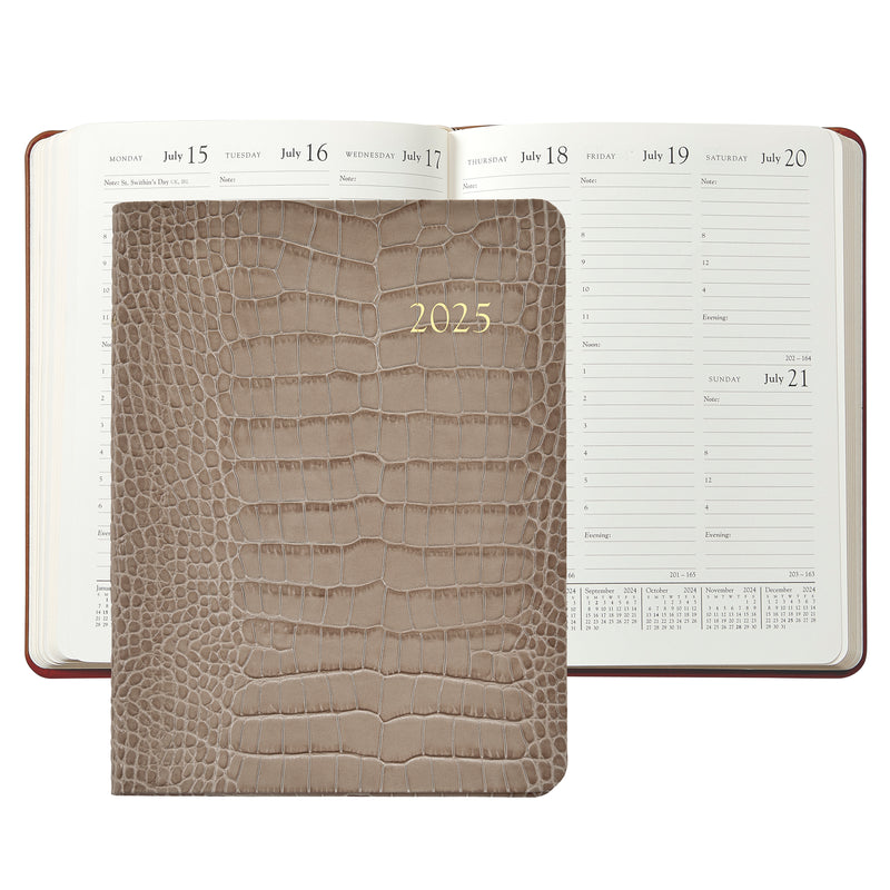 2025 Desk Diary Embossed Crocodile Stone Leather