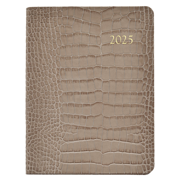 2025 Desk Diary Embossed Crocodile Stone Leather