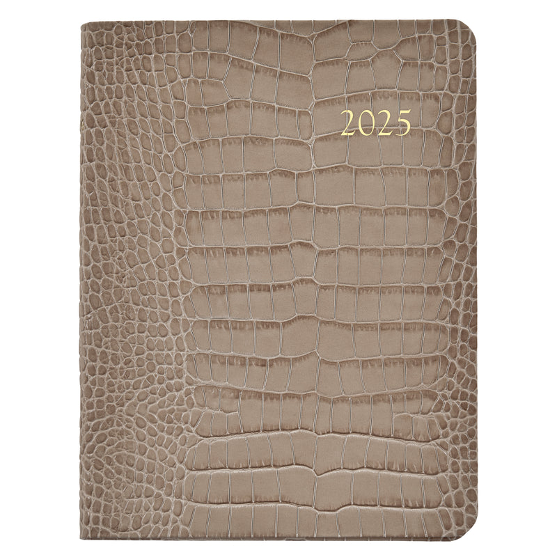 2025 Desk Diary Embossed Crocodile Stone Leather