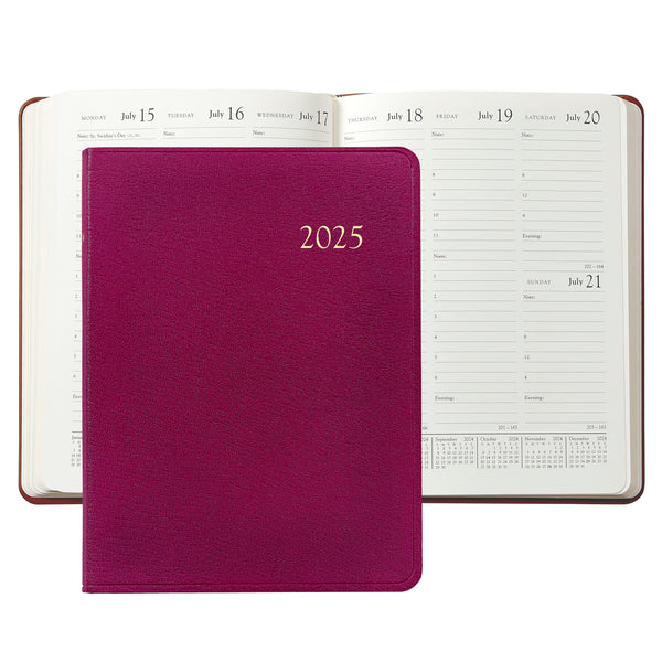 2025 Desk Diary Azalea Pink Goatskin Leather