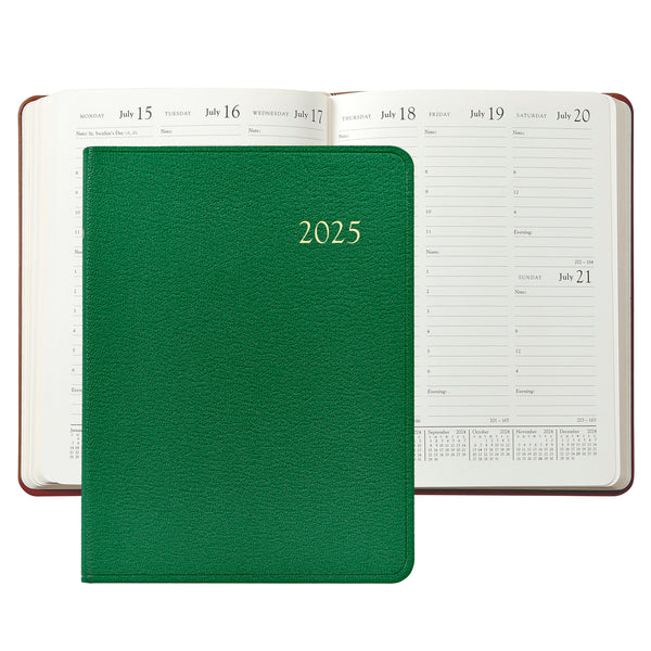 2025 Desk Diary Kelly Green Goatskin Leather