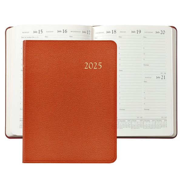 2025 Desk Diary Orange Goatskin Leather