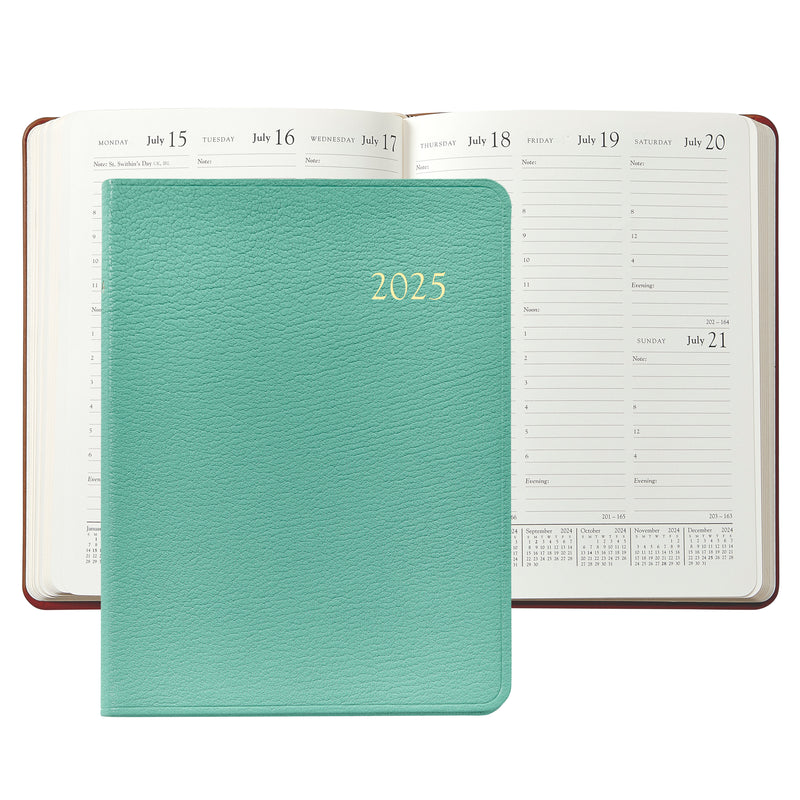 2025 Desk Diary Robin's Egg Blue Goatskin Leather