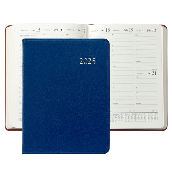 2025 Desk Diary Royal Blue Goatskin Leather