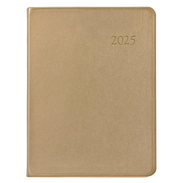 2025 Desk Diary White Gold Goatskin Leather