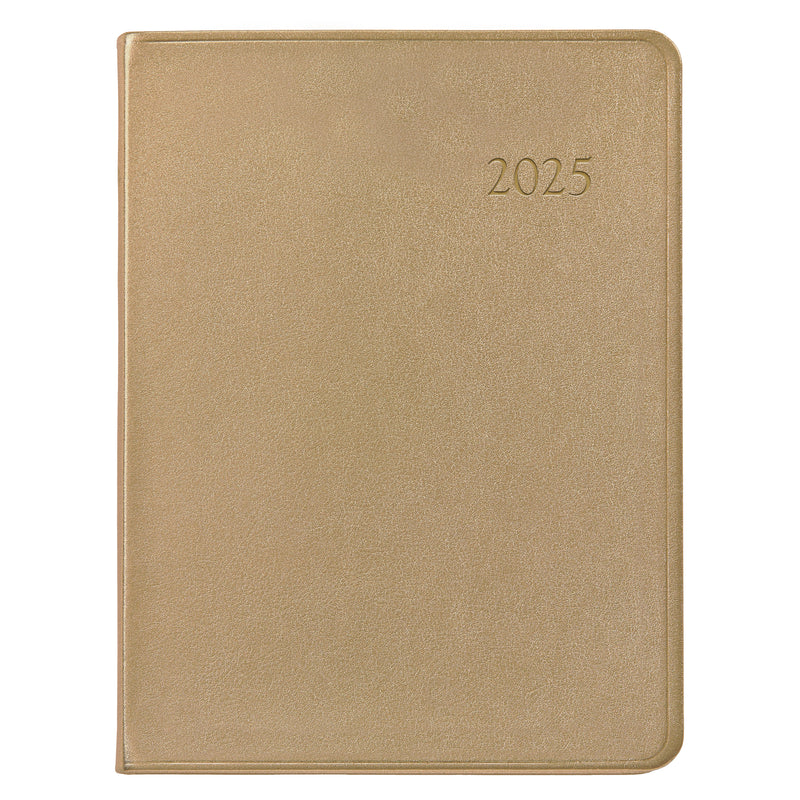 2025 Desk Diary White Gold Goatskin Leather