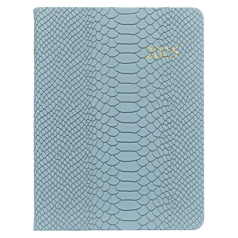 2025 Desk Diary Embossed Python Hydrangea Blue Leather