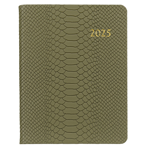 2025 Desk Diary Embossed Python Sage Green Leather