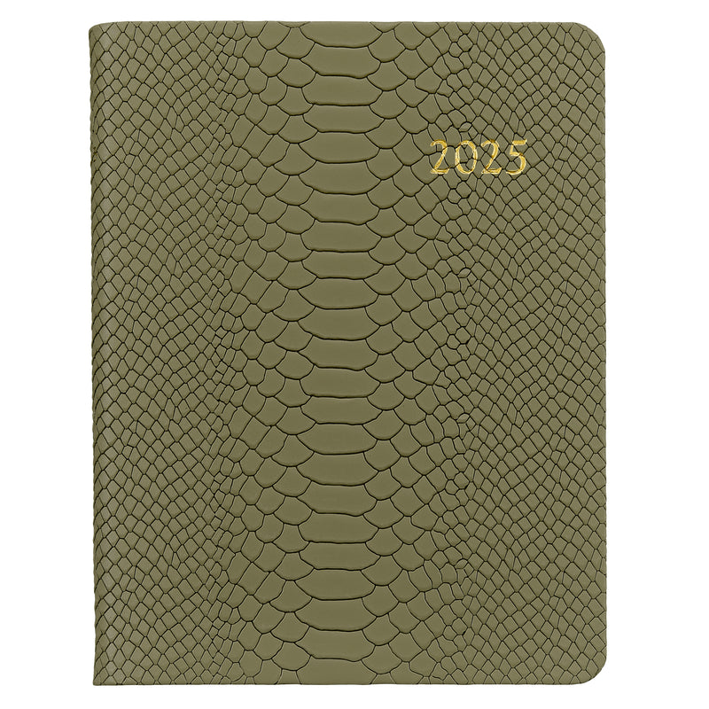 2025 Desk Diary Embossed Python Sage Green Leather