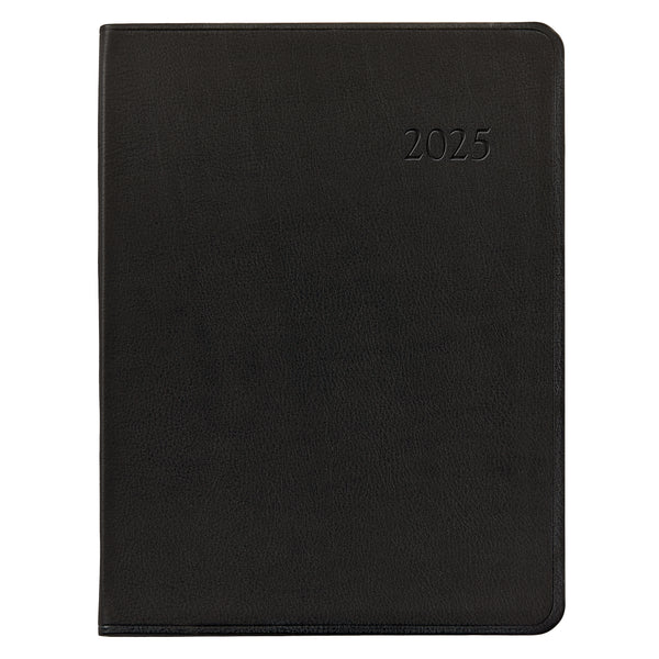 2025 Desk Diary Black Traditional Leather