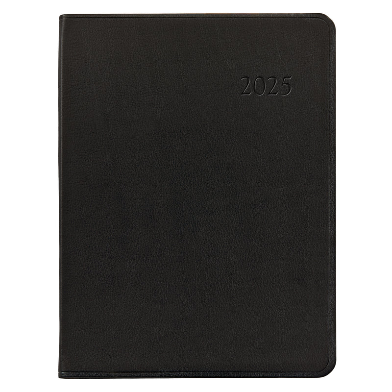 2025 Desk Diary Black Traditional Leather