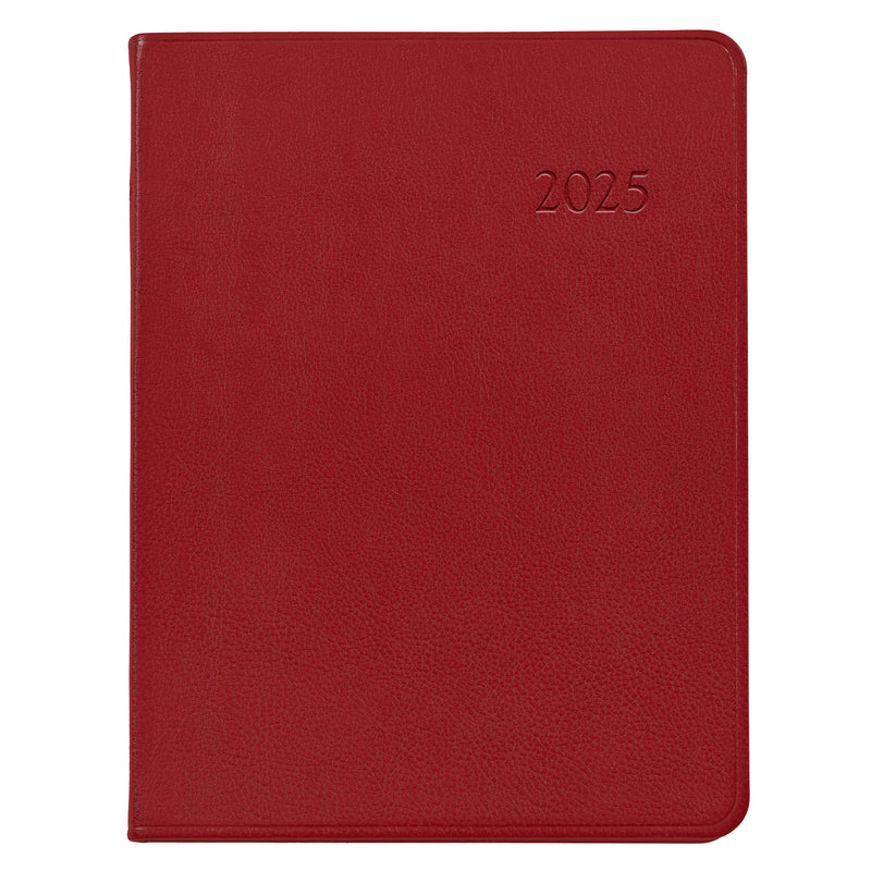 2025 Desk Diary Red Traditional Leather