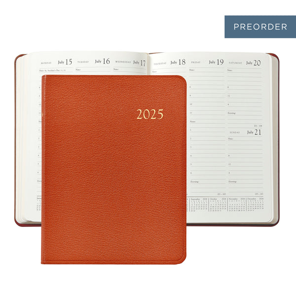 2025 Desk Diary Orange Goatskin Leather