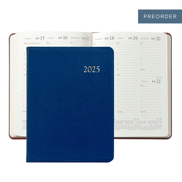 2025 Desk Diary Royal Blue Goatskin Leather