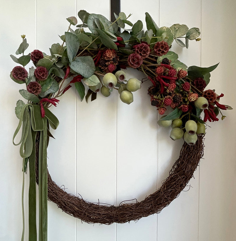 Australiana Eucalyptus Gumnut Handmade Wreath Green