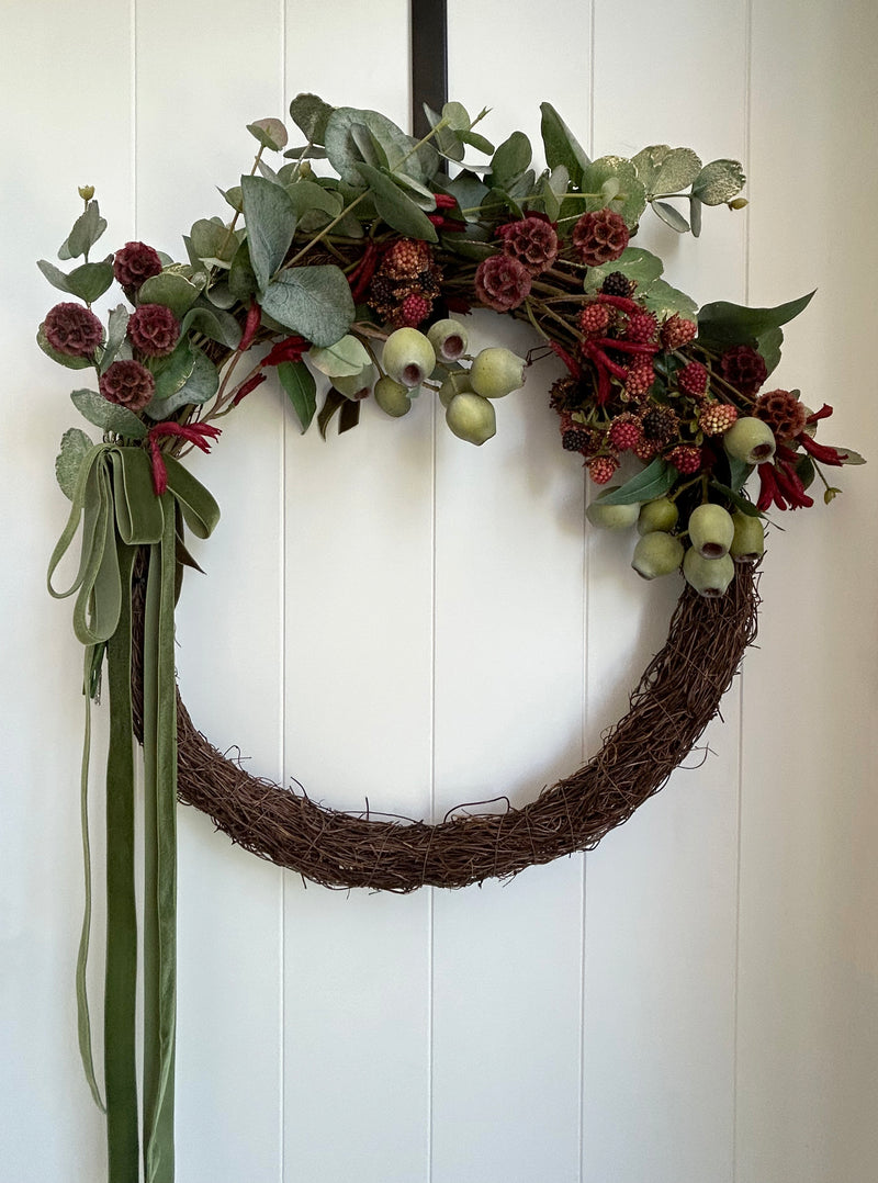 Australiana Eucalyptus Gumnut Handmade Wreath Green