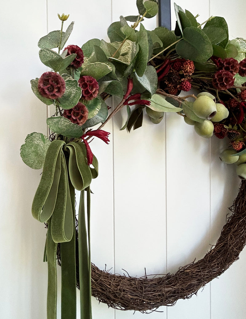 Australiana Eucalyptus Gumnut Handmade Wreath Green