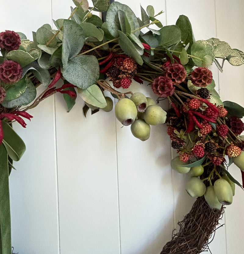 Australiana Eucalyptus Gumnut Handmade Wreath Green