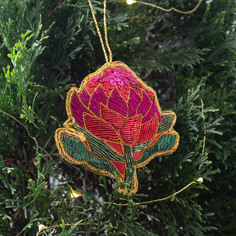 WARATAH SEQUIN CHRISTMAS TREE DECORATION