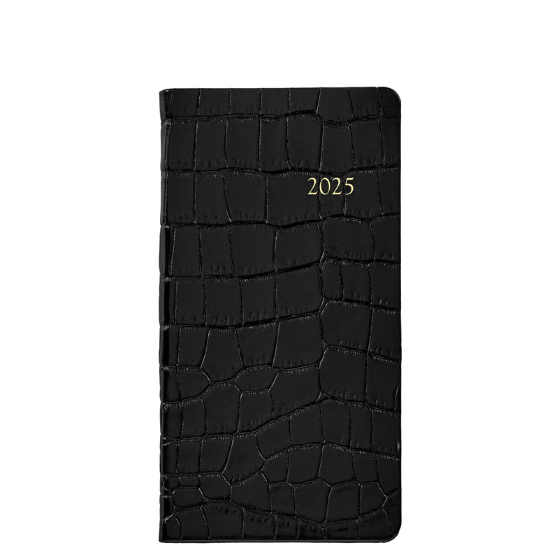 2025 Pocket Diary Black Embossed Crocodile Leather