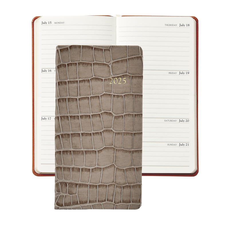 2025 Pocket Diary Stone Embossed Crocodile Leather