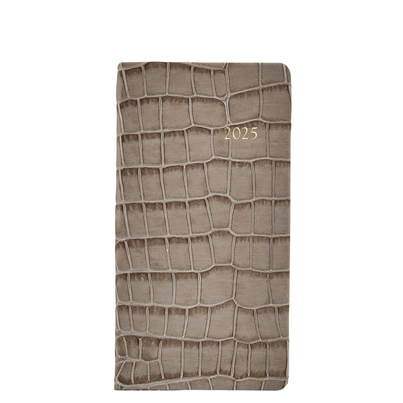 2025 Pocket Diary Stone Embossed Crocodile Leather