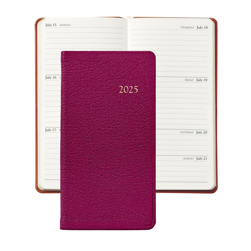 2025 Pocket Diary Azalea Pink Goatskin Leather