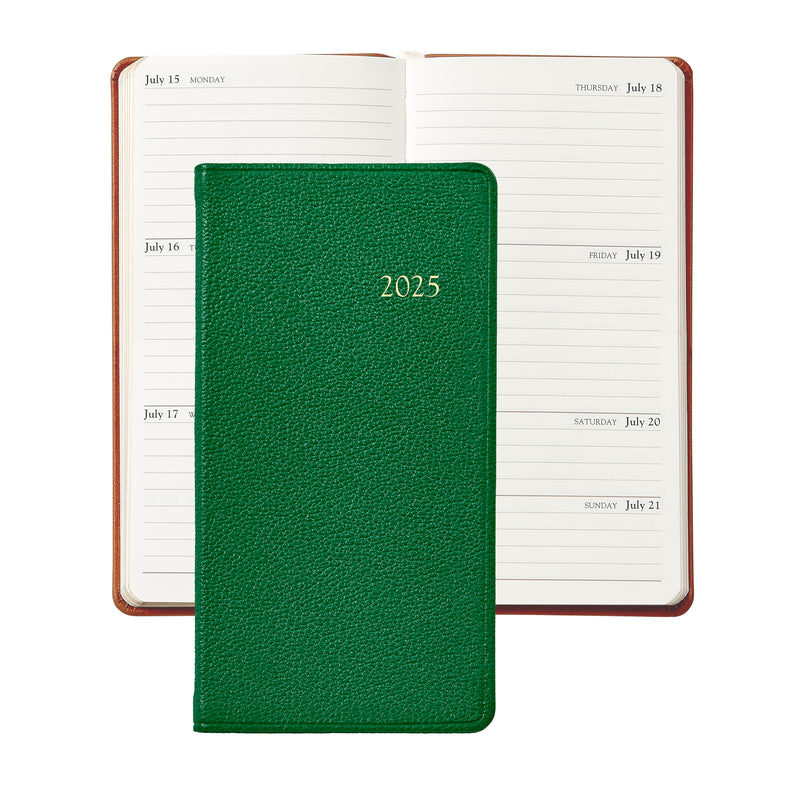 2025 Pocket Diary Kelly Green Goatskin Leather