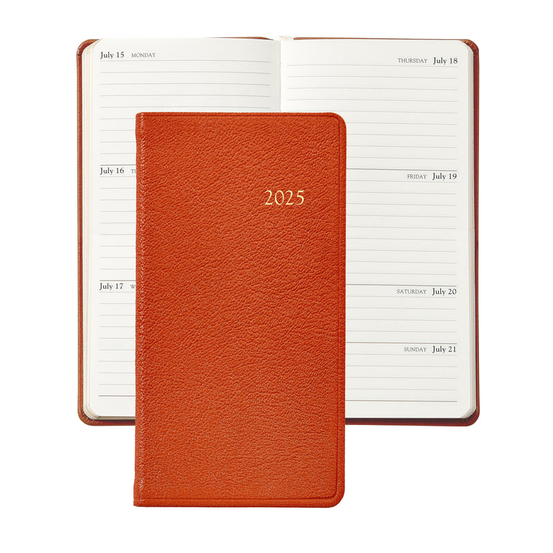 2025 Pocket Diary Orange Goatskin Leather