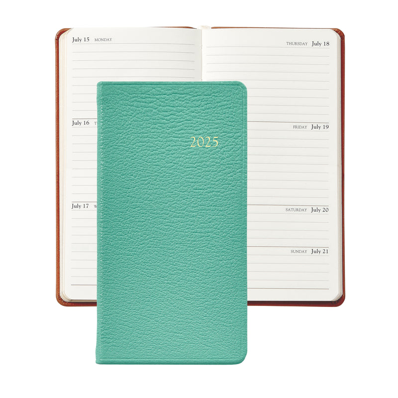 2025 Pocket Diary Robin's Egg Blue Goatskin Leather