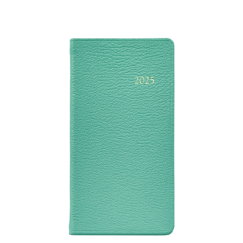 2025 Pocket Diary Robin's Egg Blue Goatskin Leather