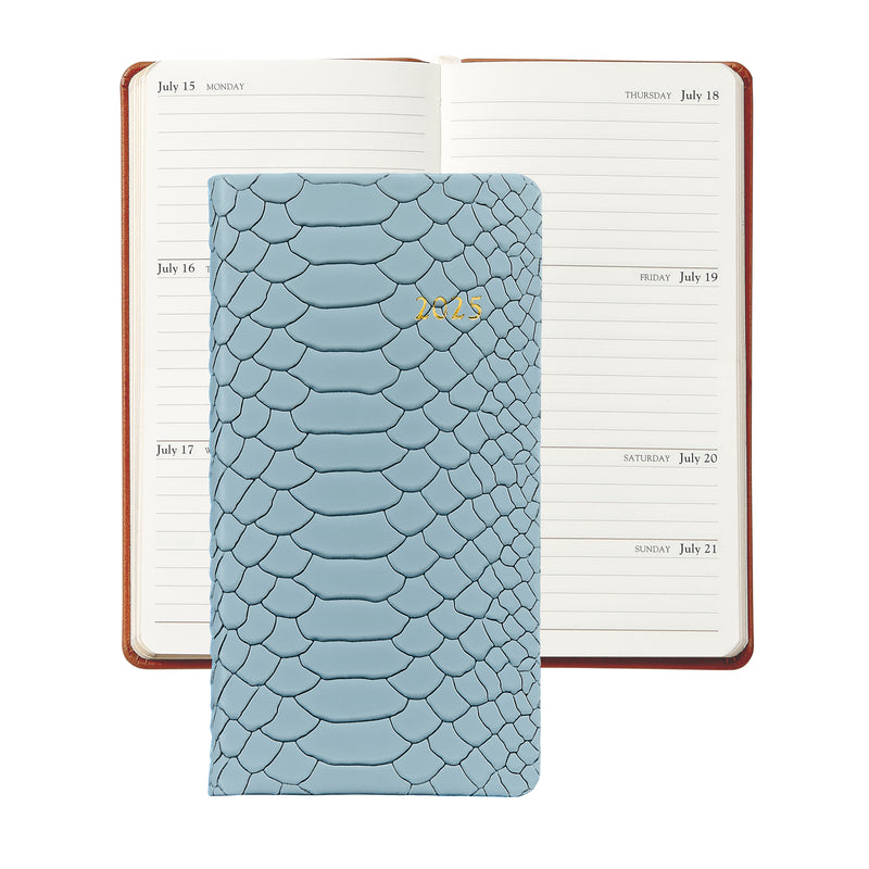 2025 Pocket Diary Hydrangea Blue Embossed Python Leather