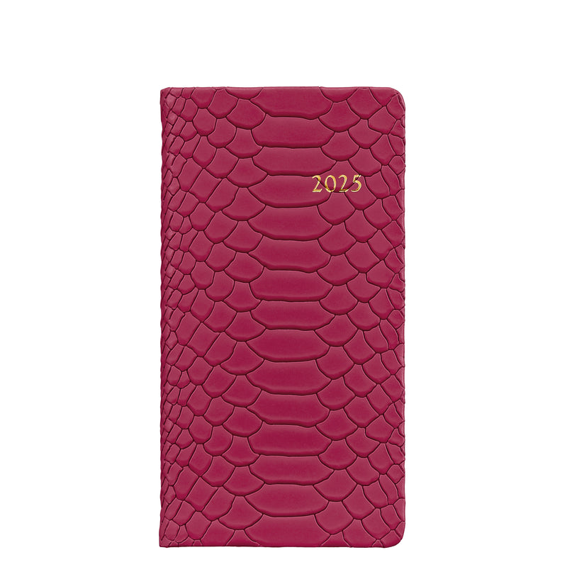 2025 Pocket Diary Peony Pink Embossed Python Leather