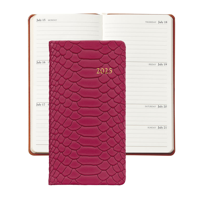 2025 Pocket Diary Peony Pink Embossed Python Leather