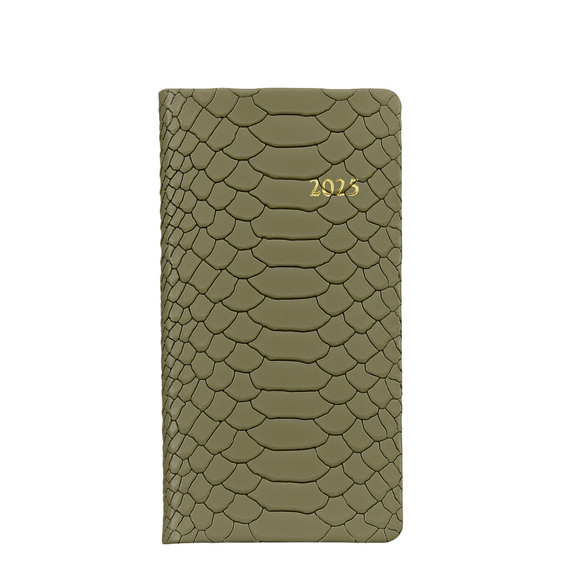 2025 Pocket Diary Sage Green Embossed Python Leather