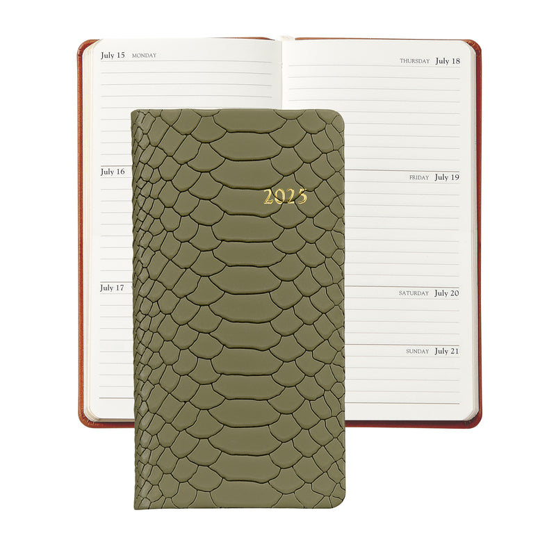 2025 Pocket Diary Sage Green Embossed Python Leather