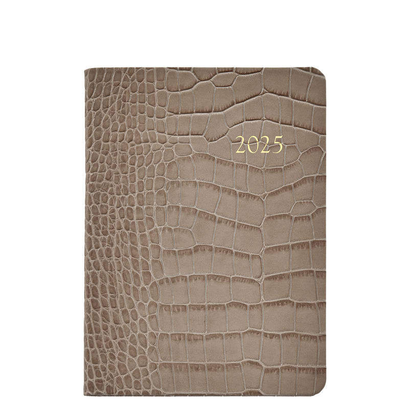 2025 Weekly Diary Stone Crocodile Embossed Leather